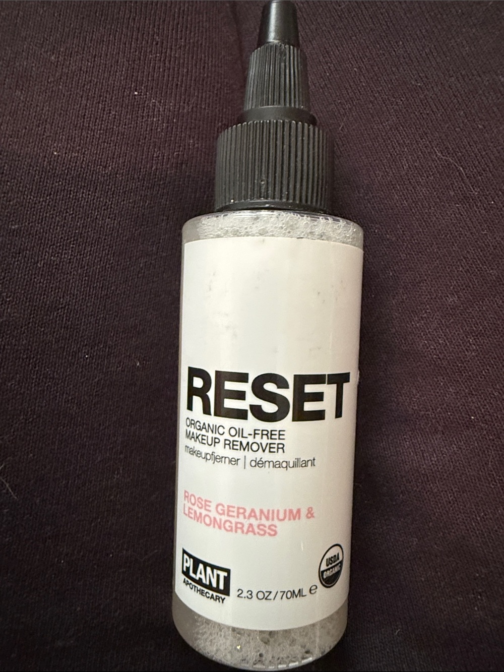 NEW RESET Organic Oil-Free Makeup Remover - Rose Geranium & Lemongrass